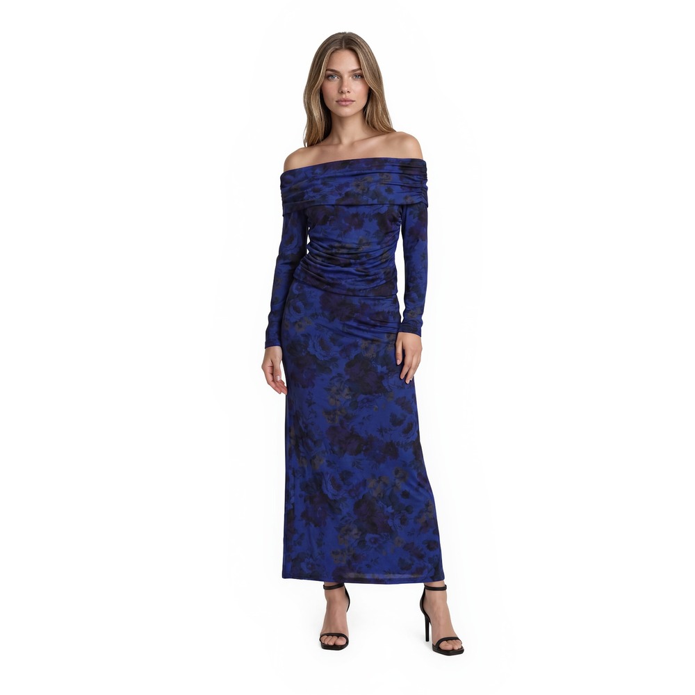 Maeve Skirt Blouse Top Set Women's Size Medium Blue‎ Floral Off Shoulder Maxi